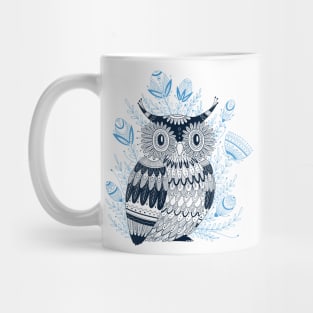 Blue owl with flowers Mug